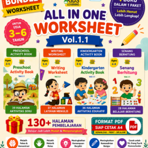Paket Bundle Worksheet Anak Usia 3–6 Tahun (130+ Aktivitas Belajar)