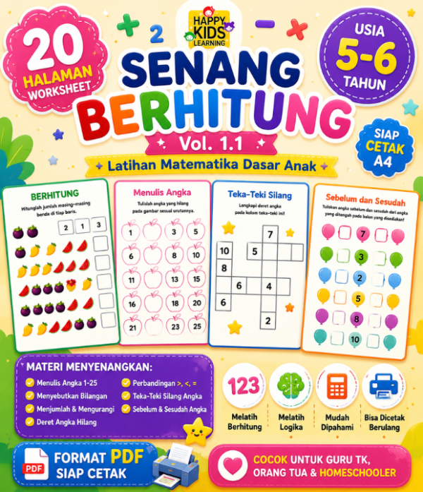 Senang Berhitung Vol.1.1 Senang berhitung untuk anak usia 5β6 tahun.