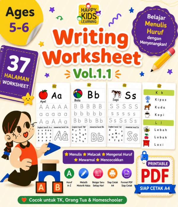 Writing Worksheet vol.1.1 Writing Worksheet untuk anak usia 5–6 tahun