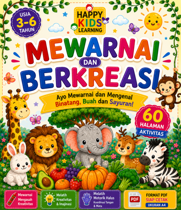 mewarnai dan berkreasi Buku Mewarnai & Berkreasi untuk Anak Usia 3–6 Tahun